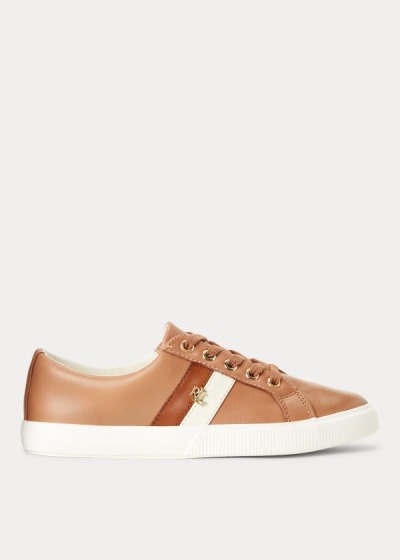 Women's Ralph Lauren Janson II Leather Sneakers | 974361NXT